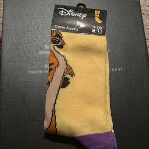 Disney Lion King Timon Crew Socks 9-13 NWT